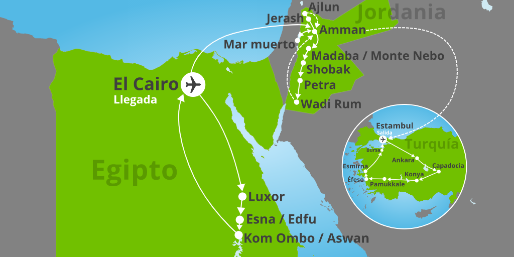 Déjate sorprender por este viaje combinado por Egipto, Jordania y Turquía. Durante tres semanas, recorrerás lo mejor de Oriente Medio. 7