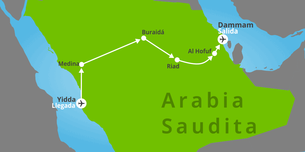 Mapa del viaje: Viaje a Arabia Saudita en 11 días: museos y montañas