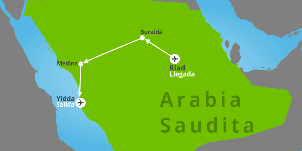 Mapa del viaje: Viaje a Arabia Saudita de 9 días: oasis, mezquitas y fortalezas