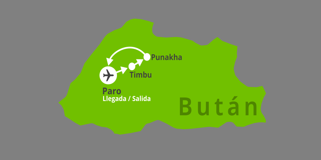 Mapa del viaje: Viaje completo a Bután en 10 días