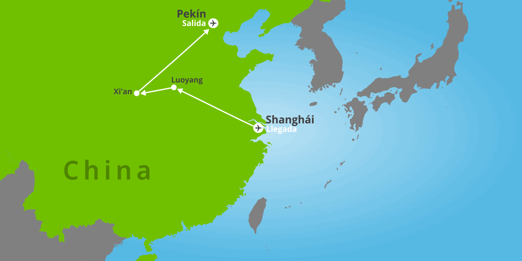 Mapa del viaje: Viaje por la China clásica: de Shanghái a Pekín en 11 días