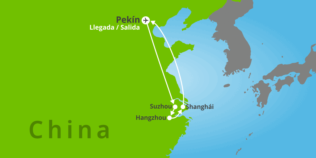 Mapa del viaje: Viaje a China en Semana Santa con vuelo directo de 9 días