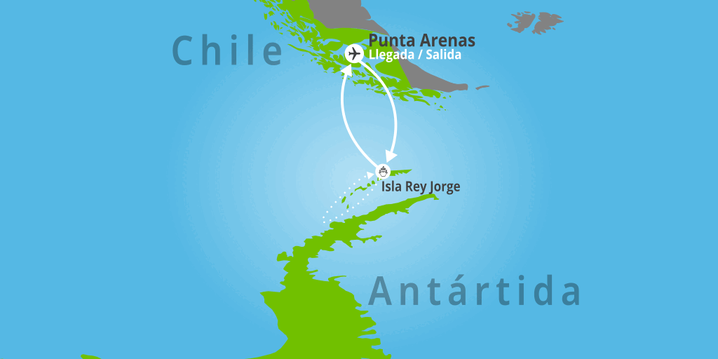 Mapa del viaje: Crucero de lujo por la Antártida de 10 días