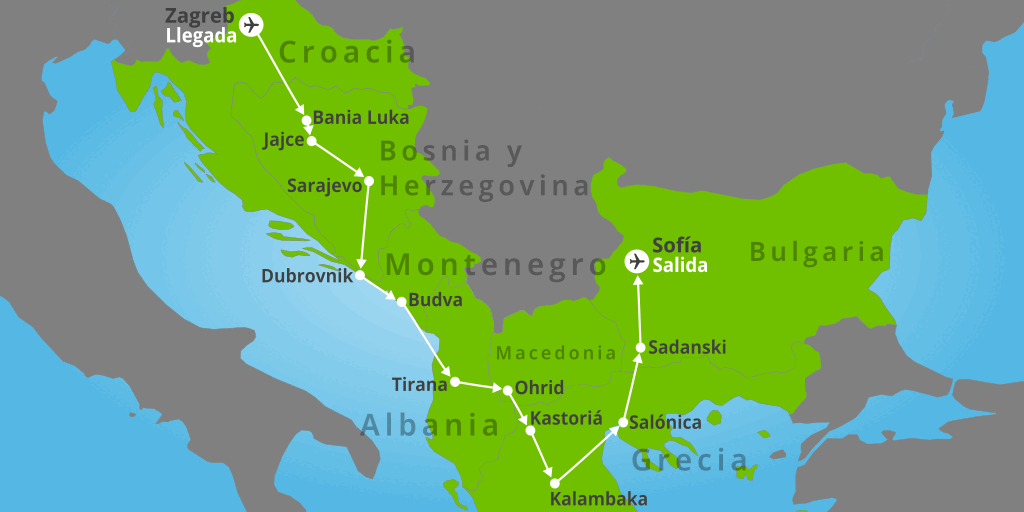 Mapa del viaje: Ruta por los Balcanes: de Croacia a Bulgaria en 10 días