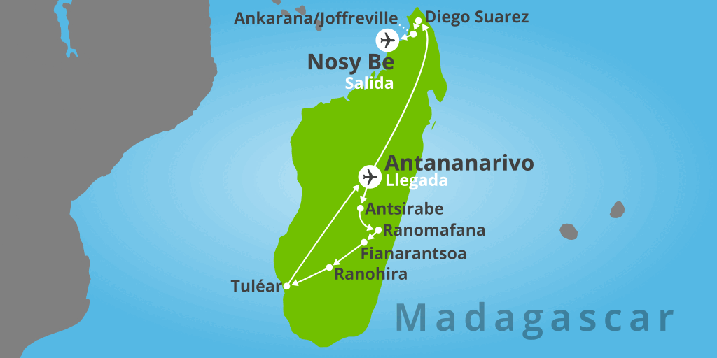 Mapa del viaje: Viaje organizado a Madagascar de sur a norte de 17 días