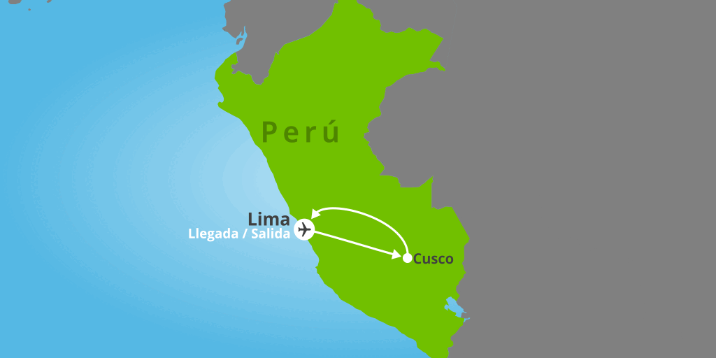 Mapa del viaje: Viaje a Perú con Machu Picchu y Montaña de los Siete Colores en 10 días