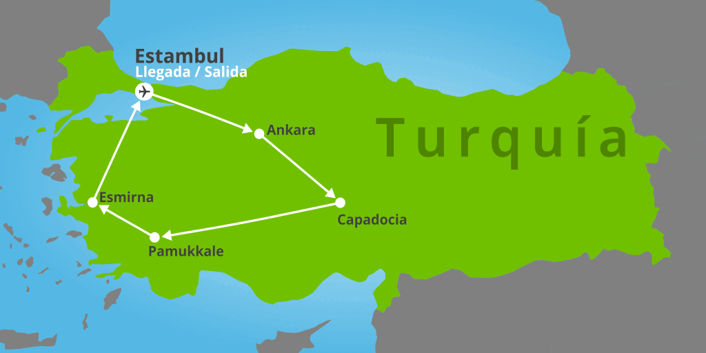 Mapa del viaje: Viaje express a Turquía clásica en 8 días