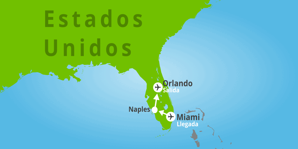 Mapa del viaje: Fly and Drive playas de Florida en 9 días
