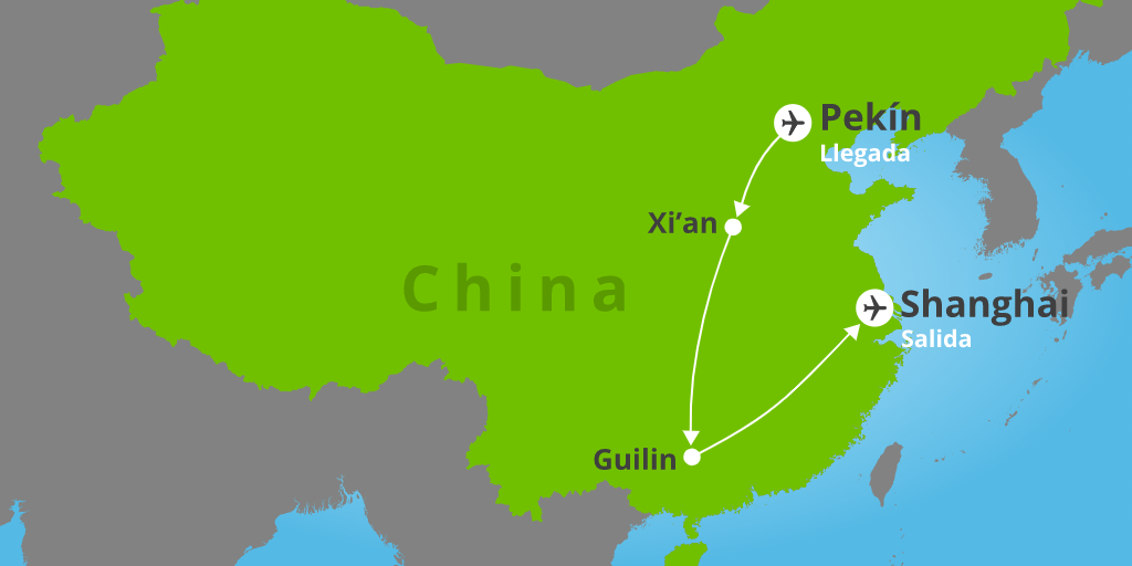 Visita lo mejor de Pekín, Xi'an, Guilin y Shanghái con GrandVoyage. Estancia de 11 días y 9 noches. Vuelos y traslados incluidos, hoteles de 4 a 5 estrellas. 7
