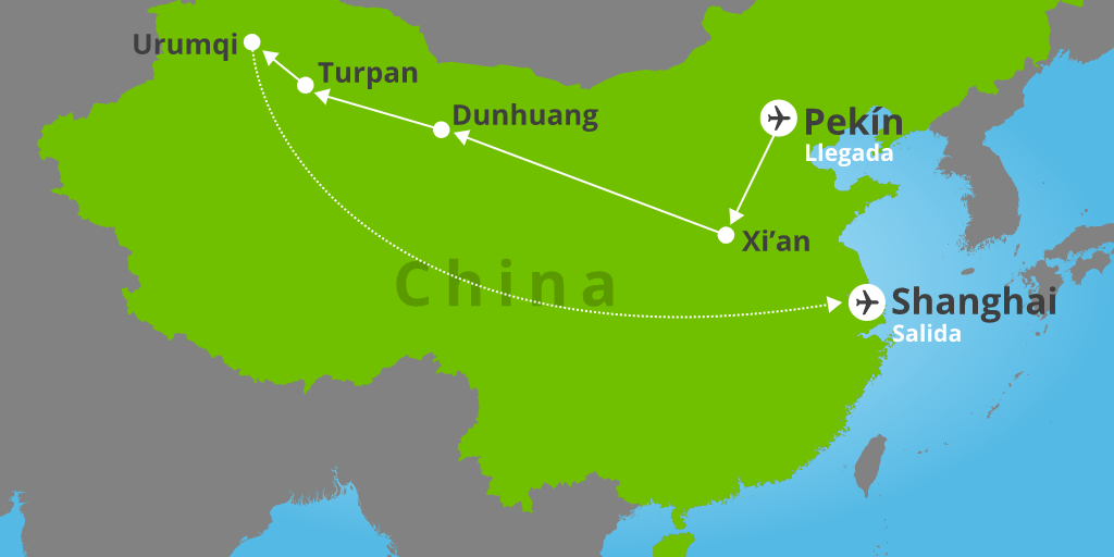 Descubre China a través de la Ruta de la Seda con GrandVoyage. Estancia de 15 días y 12 noches. Vuelos y traslados incluidos, hoteles de 4 a 5 estrellas. 7