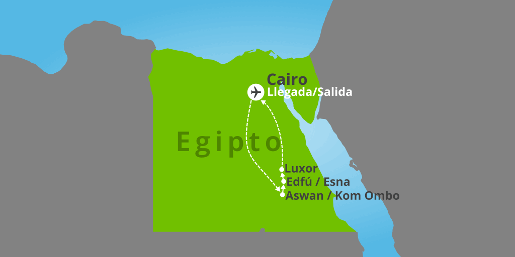 Mapa del viaje: Viaje a Egipto: Crucero por el Nilo, Luxor y El Cairo 8 días