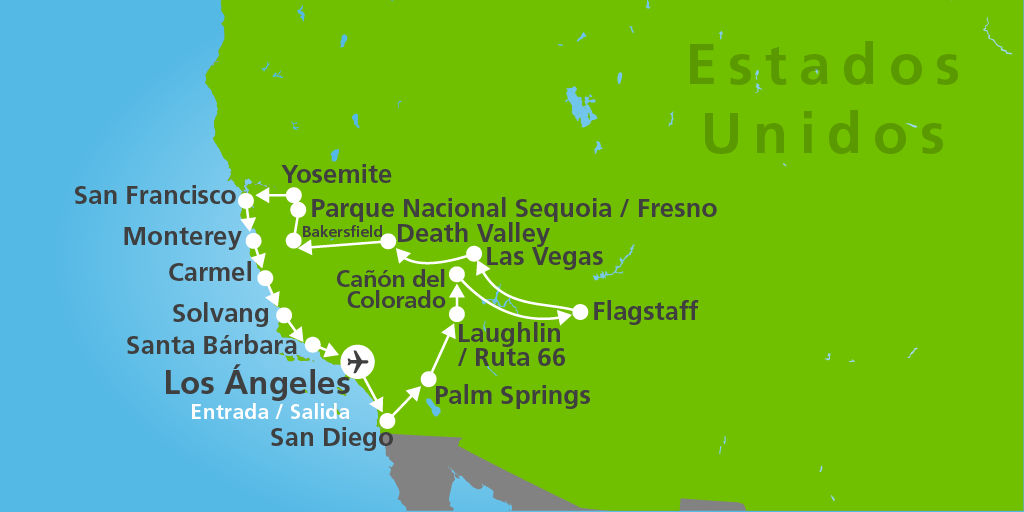 Viaja a Los Ángeles, Las Vegas y San Francisco. Con nuestro tour organizado a EEUU podrás visitar Palm Spring, la Ruta 66, el Cañón del Colorado y Santa Bárbara. 7