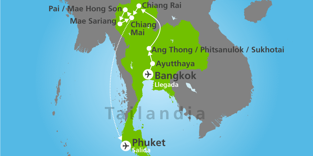 Descubre la naturaleza oculta de Mae Hong Son. En este viaje a Tailandia conoceremos además templos budistas, complejos arqueológicos y disfrutaremos de las playas turquesas de Phuket. 7