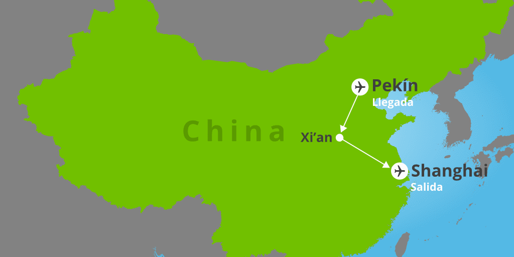 Mapa del viaje: China: circuito por las capitales imperiales en 9 días