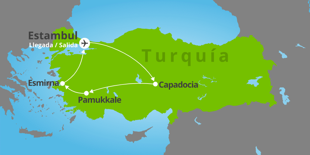 Mapa del viaje: Circuito por Turquía: de Estambul a la costa del Egeo en 9 días