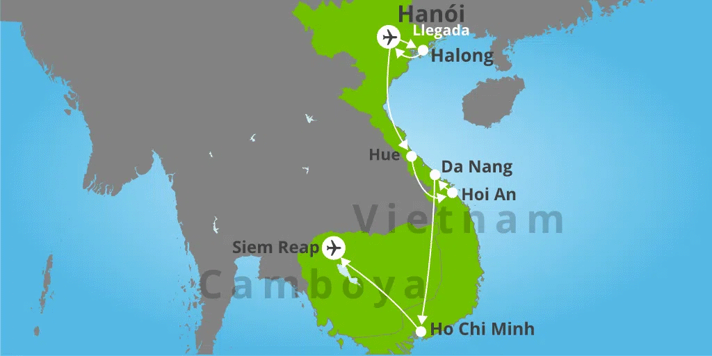 Descubre Vietnam y Camboya con un viaje en privado. Navega por la bahía de Halong y explora el casco antiguo de Hanói. El viaje te llevará hasta Camboya donde descubrirás la antigua Angkor. 7