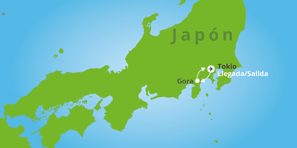 Mapa del viaje: Escapada a Japón con Monte Fuji de 5 días