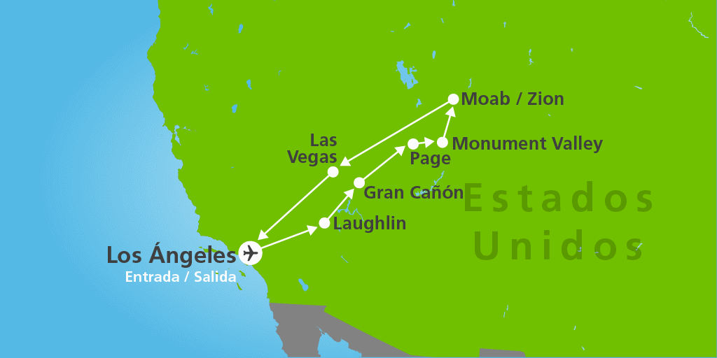 Disfruta la experiencia fly and drive por el oeste de EEUU. Recorre a tu propio ritmo Los Ángeles, Laughlin, el Gran Cañón,Page, Monument Valley, Moab, Zion, Las Vegas. 7