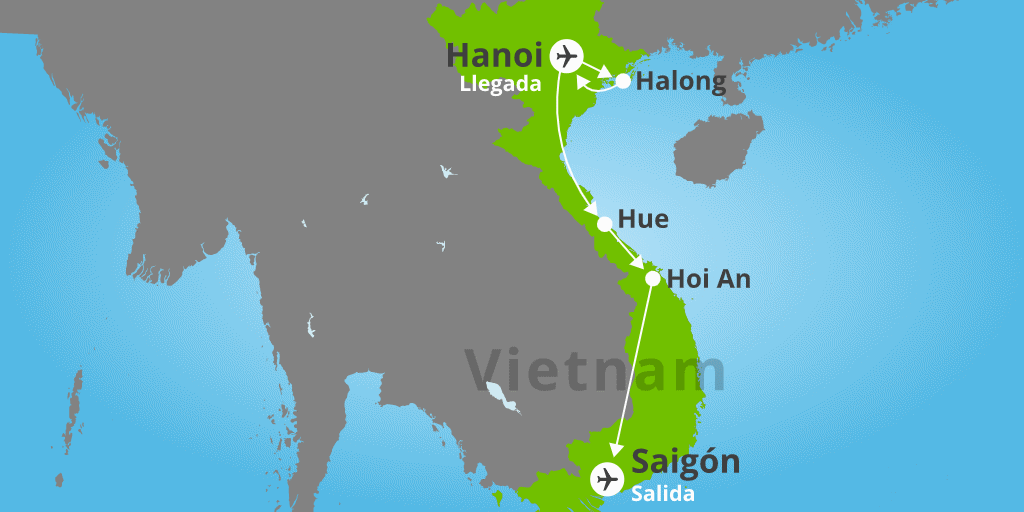 Mapa del viaje: Viaje a Vietnam esencial en verano: templos y ríos en 11 días con salidas garantizadas