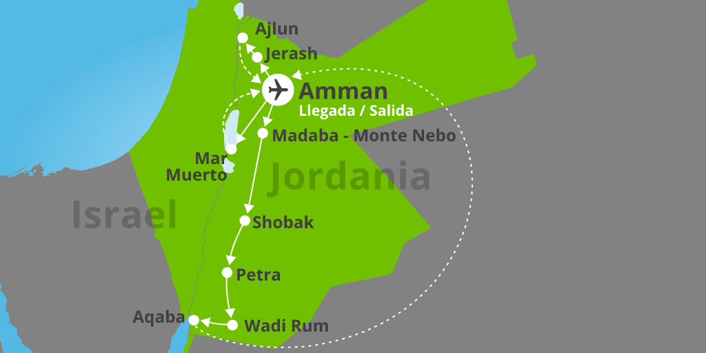 Este viaje organizado a Jordania te llevará desde el desierto de Wadi Rum hasta las playas del Mar Rojo, pasando por Petra y Jerash. 7