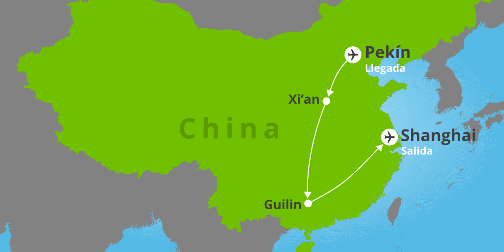Visita lo mejor de Pekín, Xi'an, Guilin y Shanghái con GrandVoyage. Estancia de 11 días y 9 noches. Vuelos y traslados incluidos, hoteles de 4 a 5 estrellas. 7