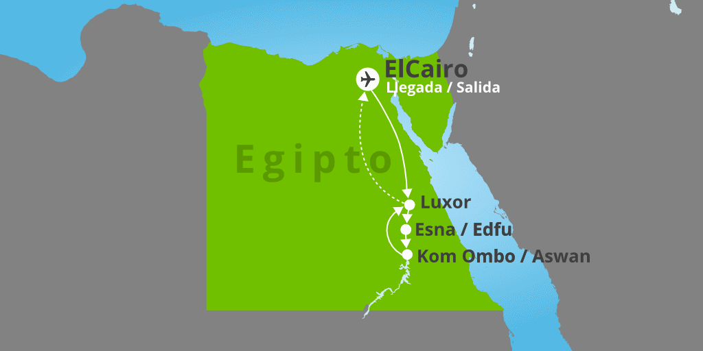 Mapa del viaje: Tour organizado por Egipto durante 11 días