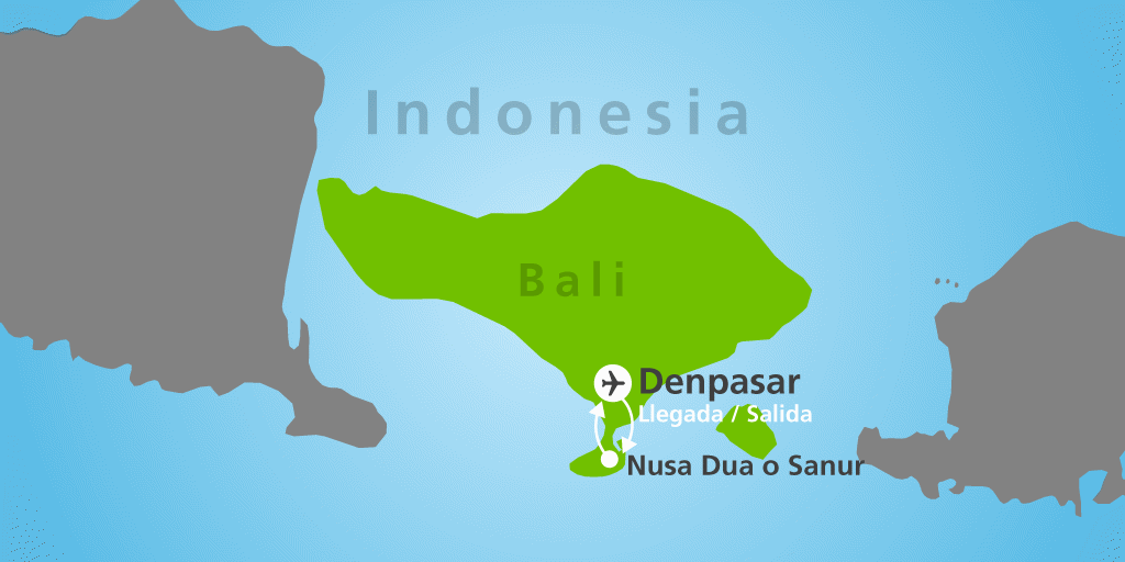 Mapa del viaje: Viaje a Bali de 8 días con playas