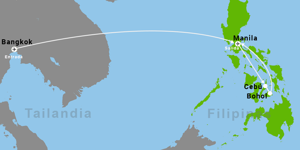 Mapa del viaje: Viaje combinado a Bangkok y Filipinas en 13 días