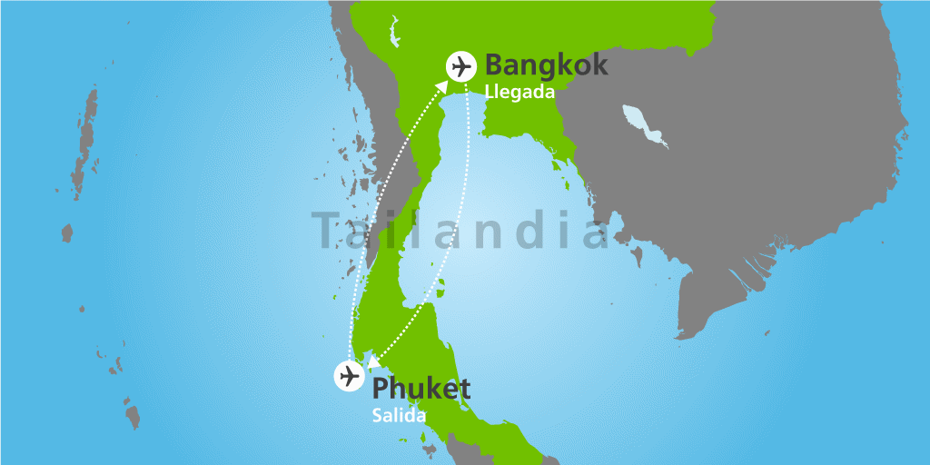 Mapa del viaje: Circuito de 10 días: Bangkok y playas de Tailandia