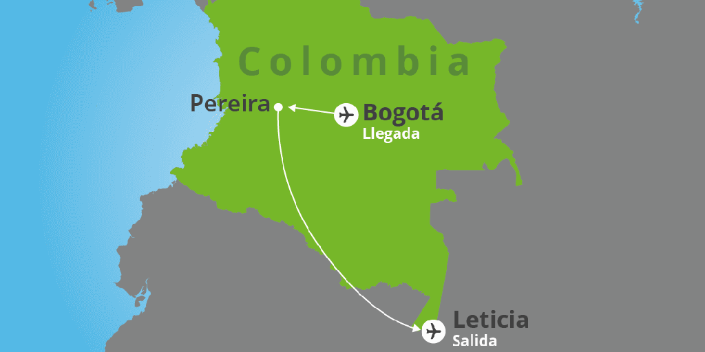 Mapa del viaje: Viaje al Eje Cafetero y a la selva del Amazonas en 10 días