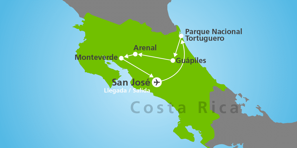 Mapa del viaje: Viaje a Costa Rica y sus parques naturales en 10 días