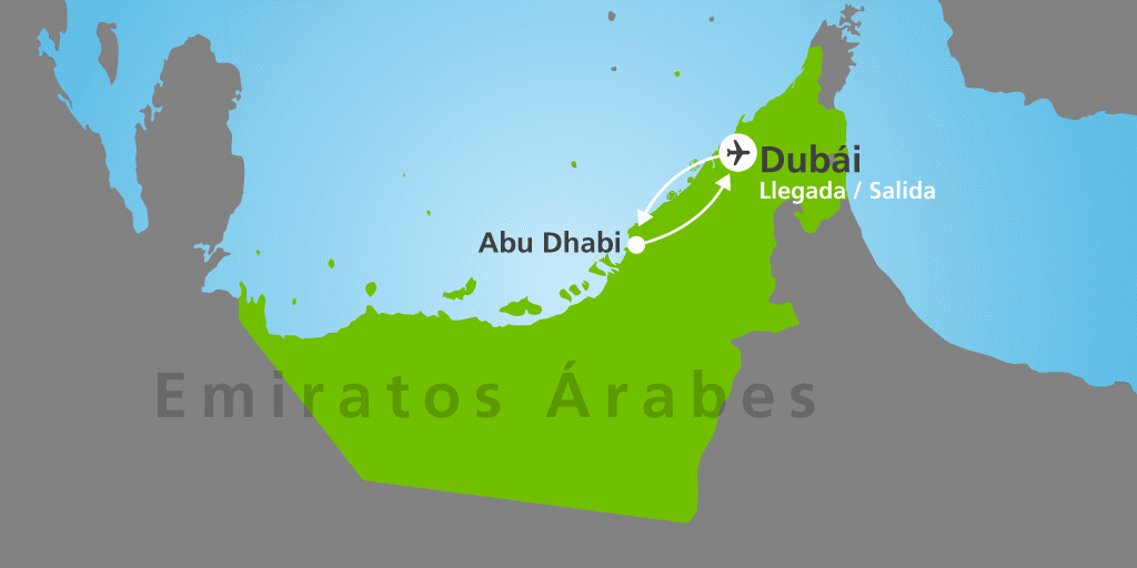 Mapa del viaje: Viaje a Dubái con Abu Dhabi de 6 días