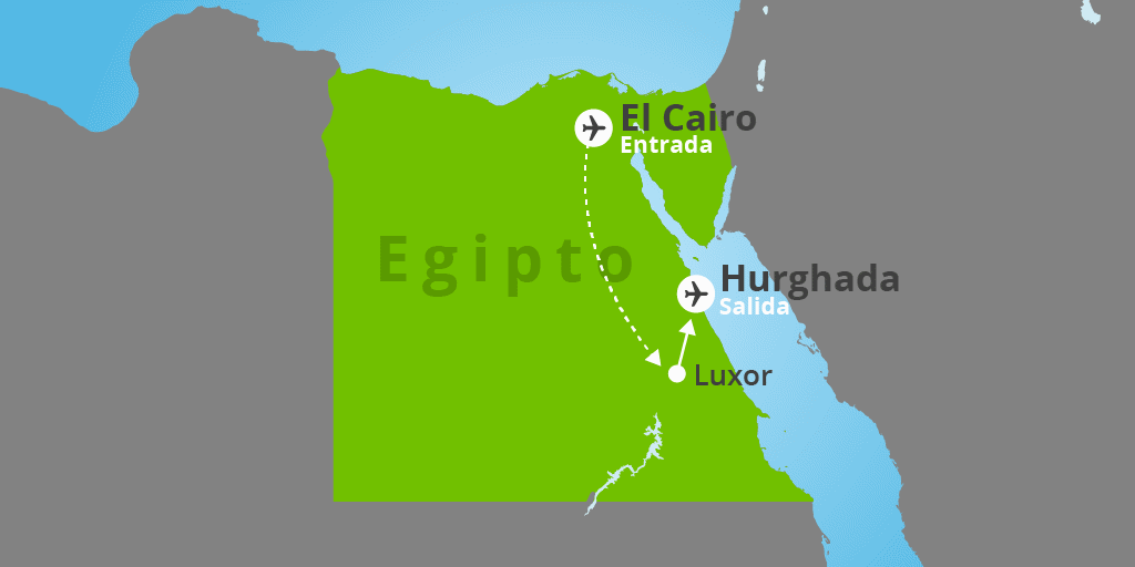 Mapa del viaje: Viaje a El Cairo, Luxor y Mar Rojo de 8 días