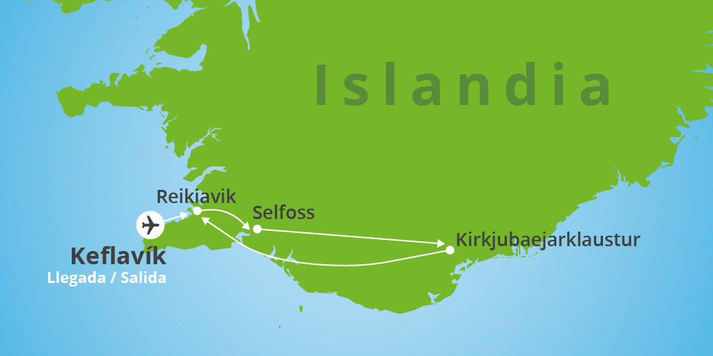 Mapa del viaje: Viaje a Islandia Aurora Boreal de 6 días