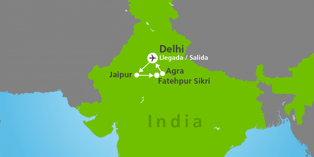 Mapa del viaje: Viaje a la India de 8 días en privado