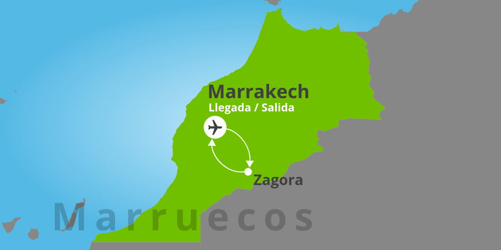Mapa del viaje: Viaje a Marrakech y al desierto de 5 días