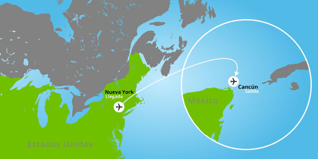 Mapa del viaje: Viaje a Nueva York y Riviera Maya de 10 días Mapa del viaje: Viaje a Nueva York y Riviera Maya de 10 días