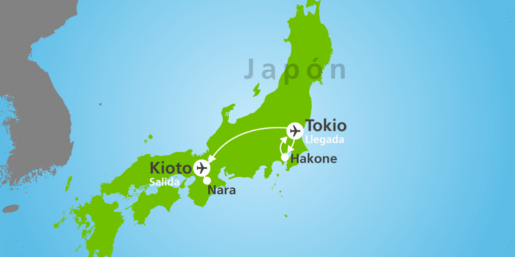 Mapa del viaje: Viaje a Japón de 9 días: entre montañas, geishas y tradiciones