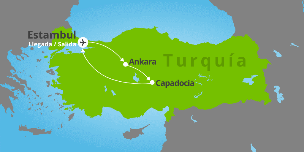 Mapa del viaje: Viaje a Turquía esencial: Estambul y Capadocia en 8 días