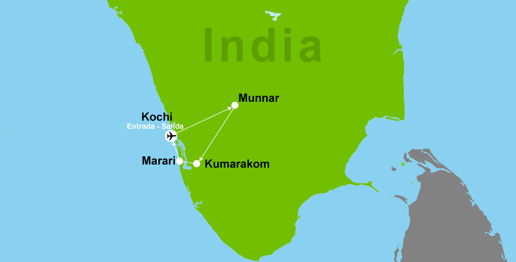 Viaje al sur de la India y descubre sus lugares más exóticos. Enamórate de las plantaciones de té en Munnar, explora Kumarakom abordo casa flotante y relájate en las playas de Marari. 7