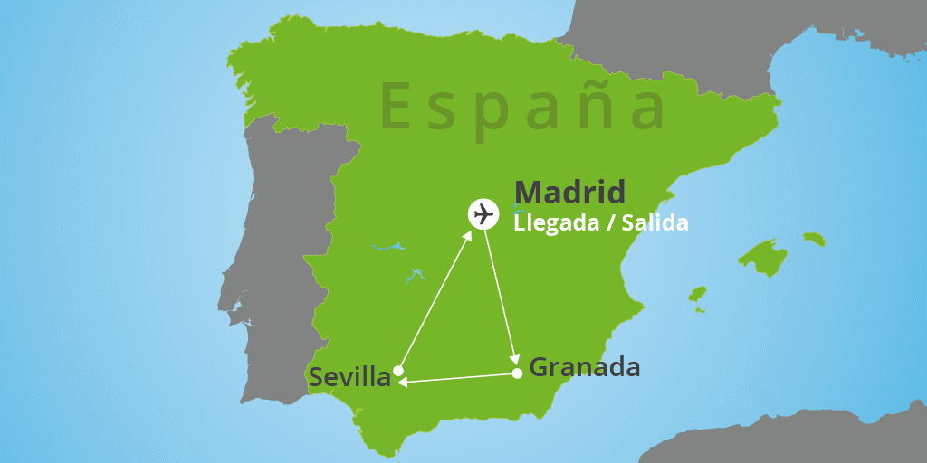 Nuestro viaje organizado por Andalucía te invita a recorrer Granada, Marbella, Ronda, Málaga,  Sevilla, Córdoba, Consuegra y Madrid. 7