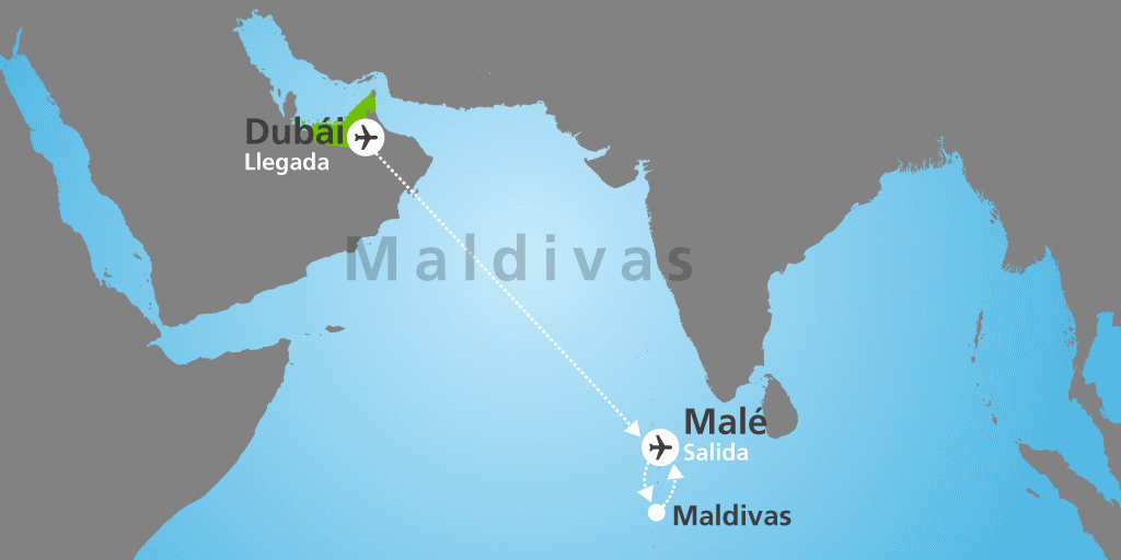 Mapa del viaje: Viaje a Dubái y Maldivas en 8 días