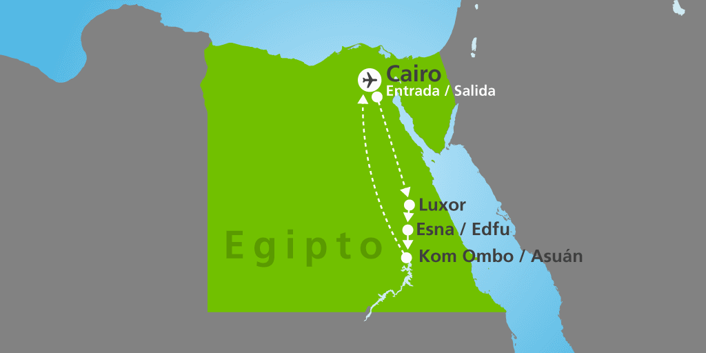 Mapa del viaje: Viaje clásico por El Cairo, Luxor y Aswan 8 días