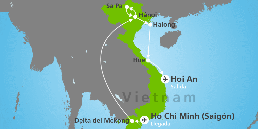 Mapa del viaje: Viaje en privado por Vietnam con Sa Pa en 12 días