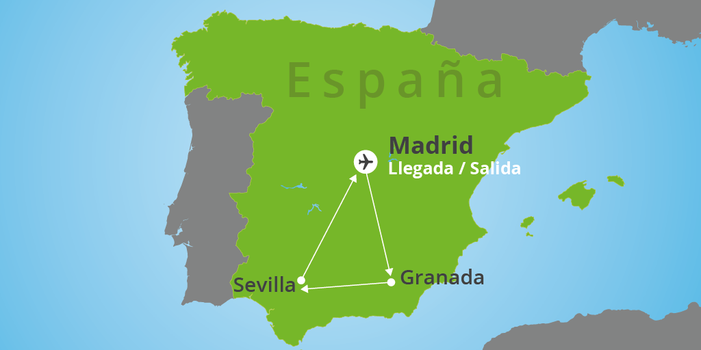 Nuestro viaje organizado por Andalucía te invita a recorrer Granada, Marbella, Ronda, Málaga,  Sevilla, Córdoba, Consuegra y Madrid. 7
