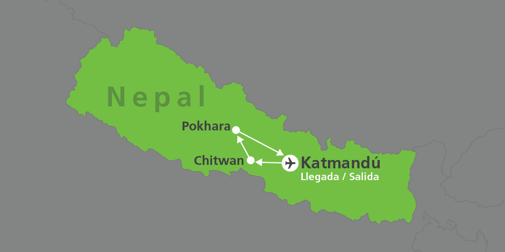 Mapa del viaje: Viaje a Nepal de 11 días con jungla de Chitwan: hogar del tigre de Bengala