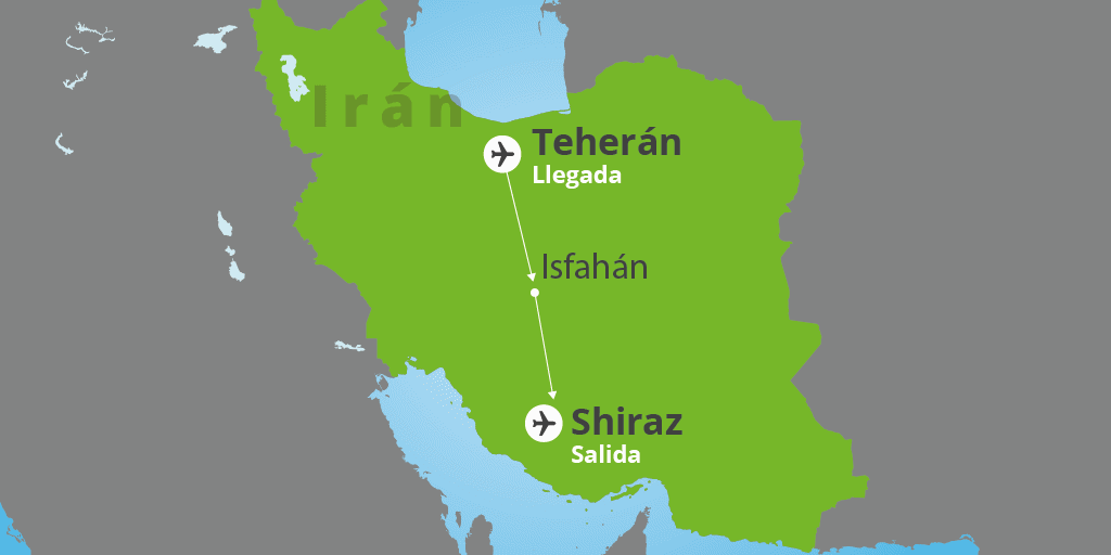 Mapa del viaje: Viaje organizado por Irán de 8 días