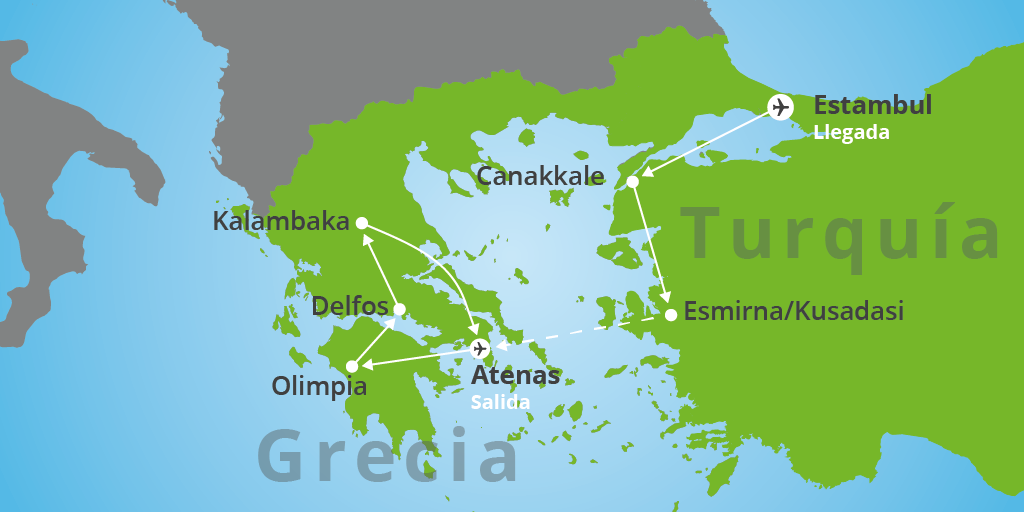 Disfruta de un viaje por los históricos paisajes de Turquía y Grecia. Este viaje te llevará por increíbles lugares como Delfos y Meteora, la costa del Mar Egeo y los bazares de Estambul. 7