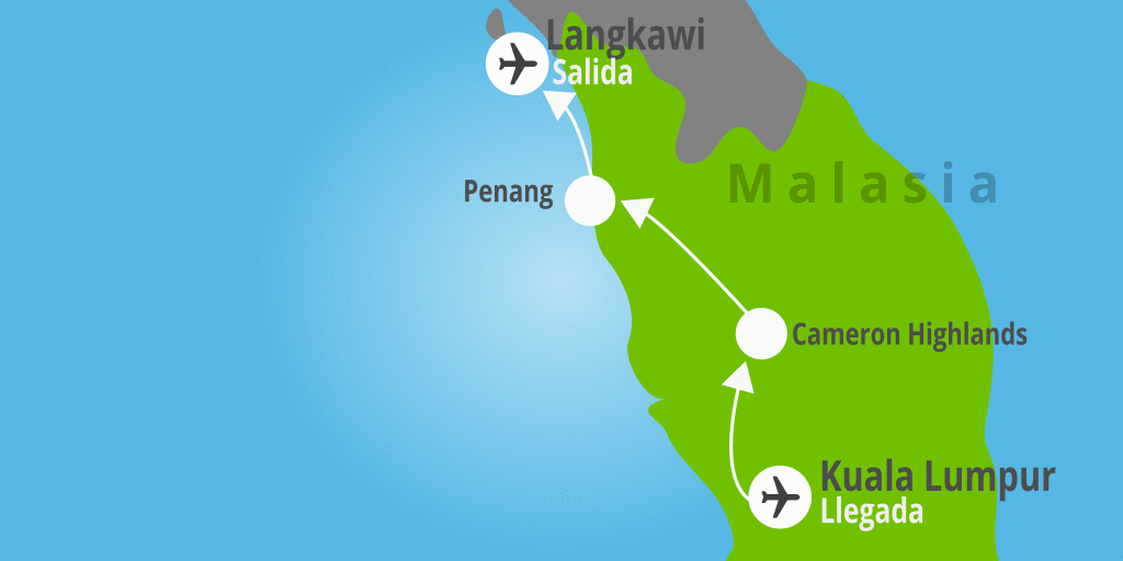 Mapa del viaje: Viaje a Malasia de 11 días: de Kuala Lumpur a Langkawi