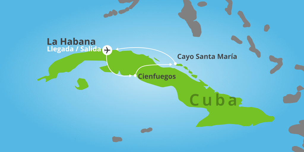 Mapa del viaje: Viaje a Cuba: La Habana, Cienfuegos y Cayo Santa María en 12 días